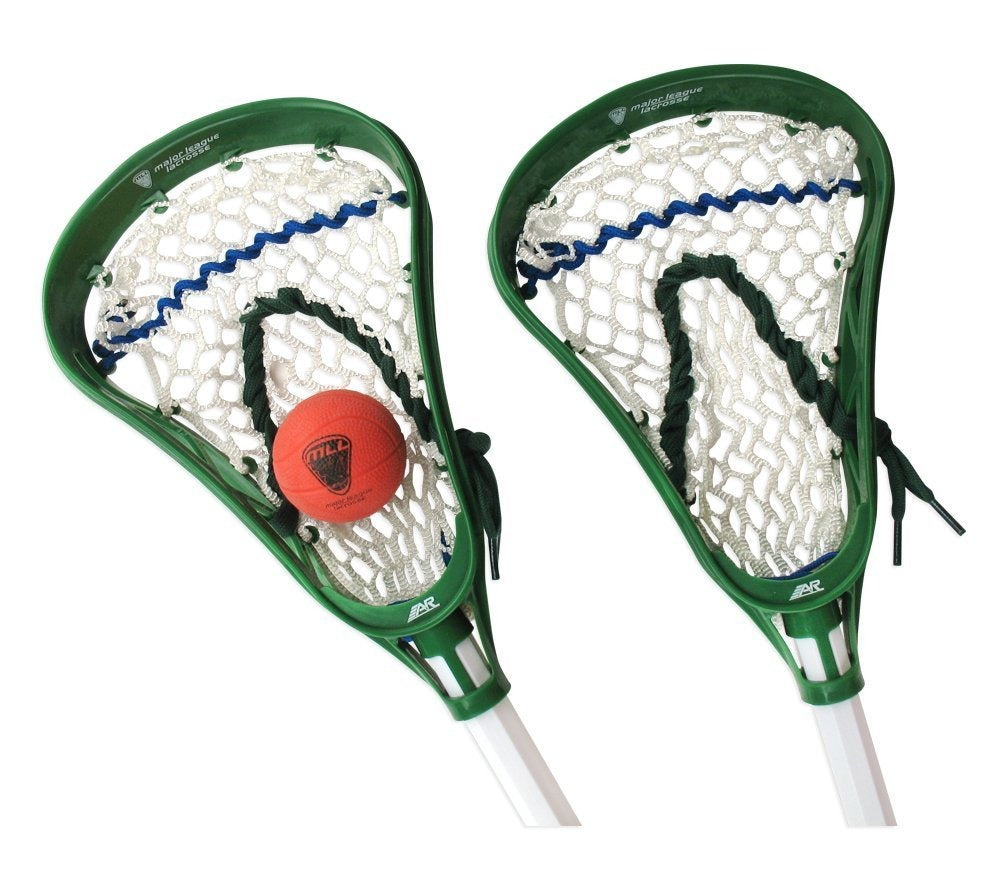 A&R Sports MLL Major League Lacrosse Mini Stick Set 2 Green Sticks & Sponge Ball