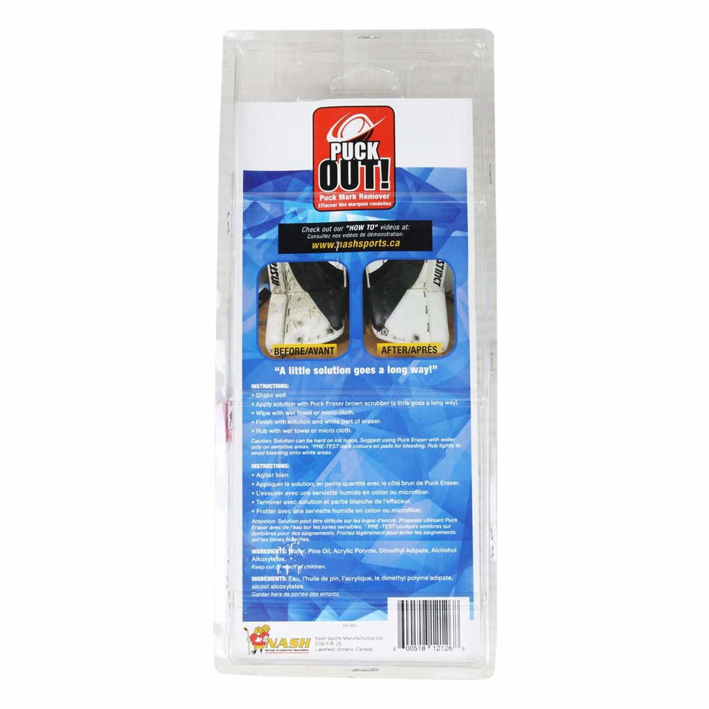 Nash Ice Hockey PUCK OUT! - Puck Mark Remover, 4 oz. Solution & 2 Puck Erasers