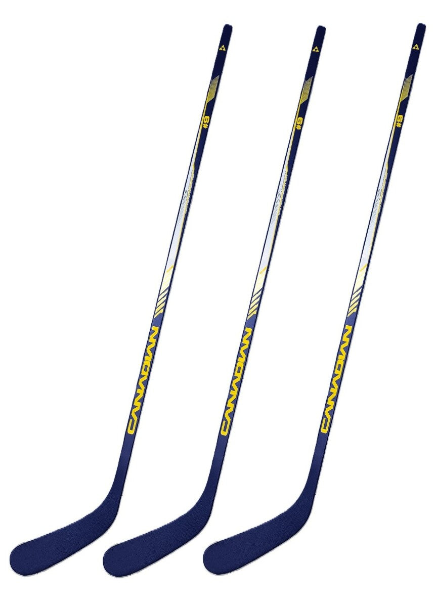 Canadian Buffalo Blue 1-Piece Wood Hockey Sticks - Youth | 40 Flex, P92 | 3 Pack