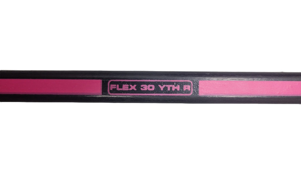 Canadian C34 1-Piece Wood Hockey Sticks - Youth | 30 Flex | Black/Pink | 3 Pack