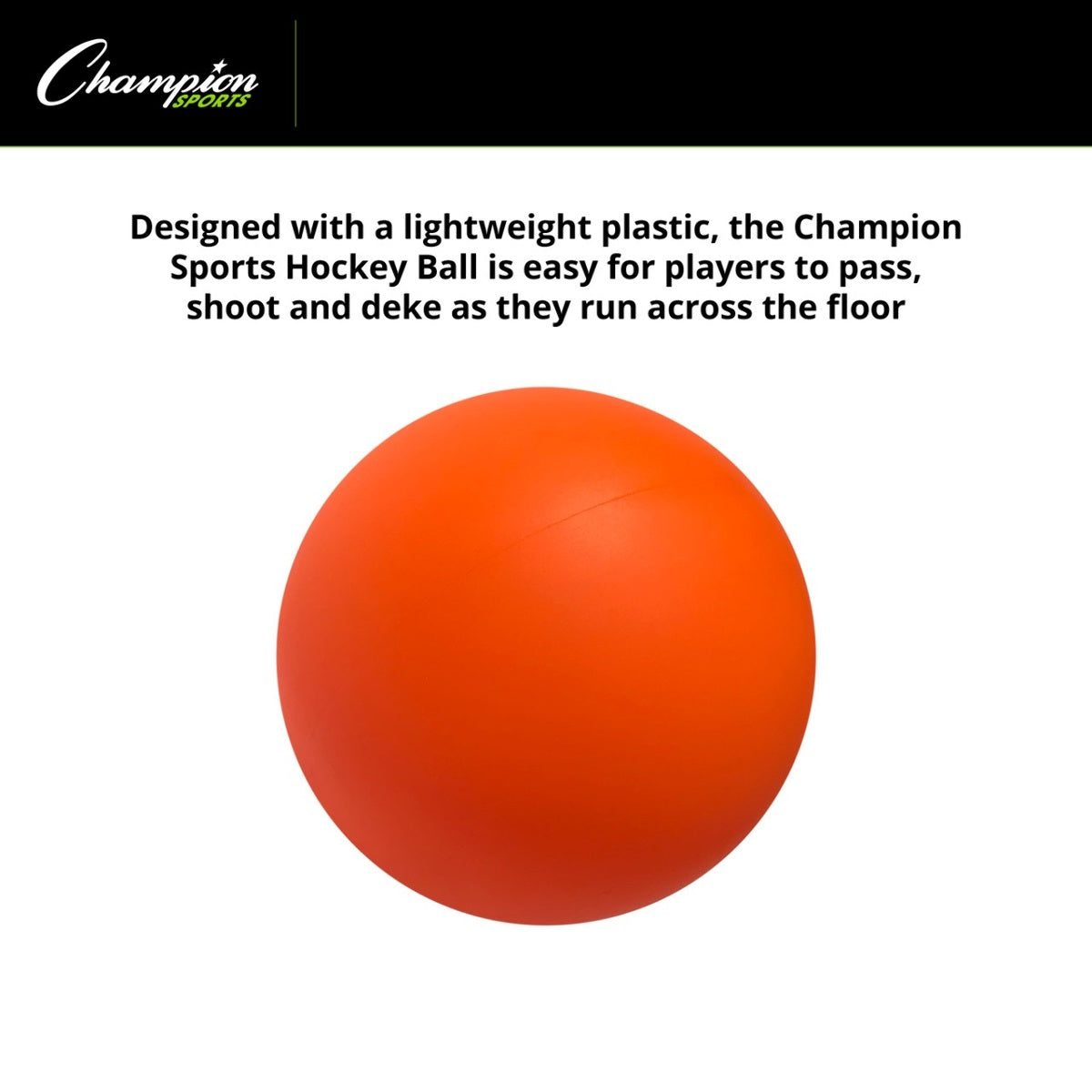 Champion Sports Indoor / Outdoor Street Floor Hockey Balls, Orange - 3 PACK