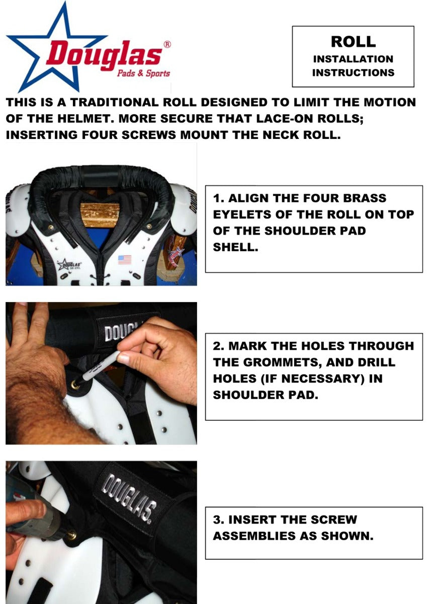 Douglas Football SP Series Adult Neck Roll, Stabilizes Helmet | Black