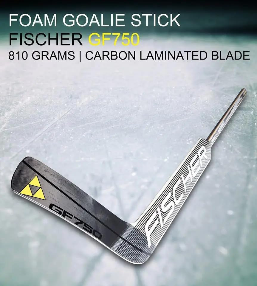 Fischer GF750 Adult Hockey Goalie Stick | Foam Injected, Carbon Blade | Natural | Left Curve