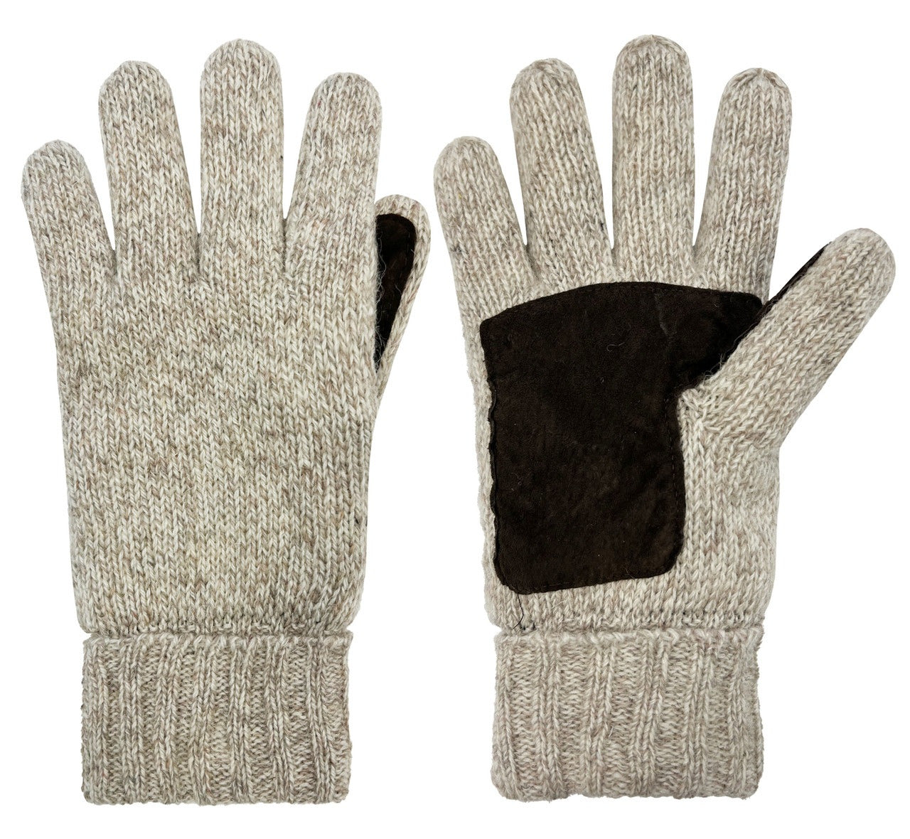 Grand Sierra Men's Ragg Wool Insulated Winter Weather Gloves, Brown Suede Palm