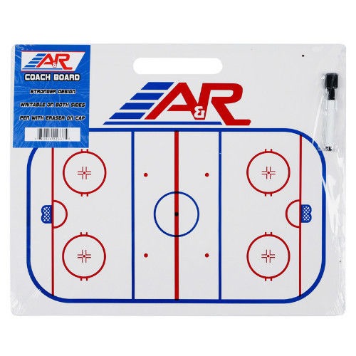 A&R Jumbo Hockey Dry Erase Coaches Board w Handle, Marker & Eraser, 16"x22"