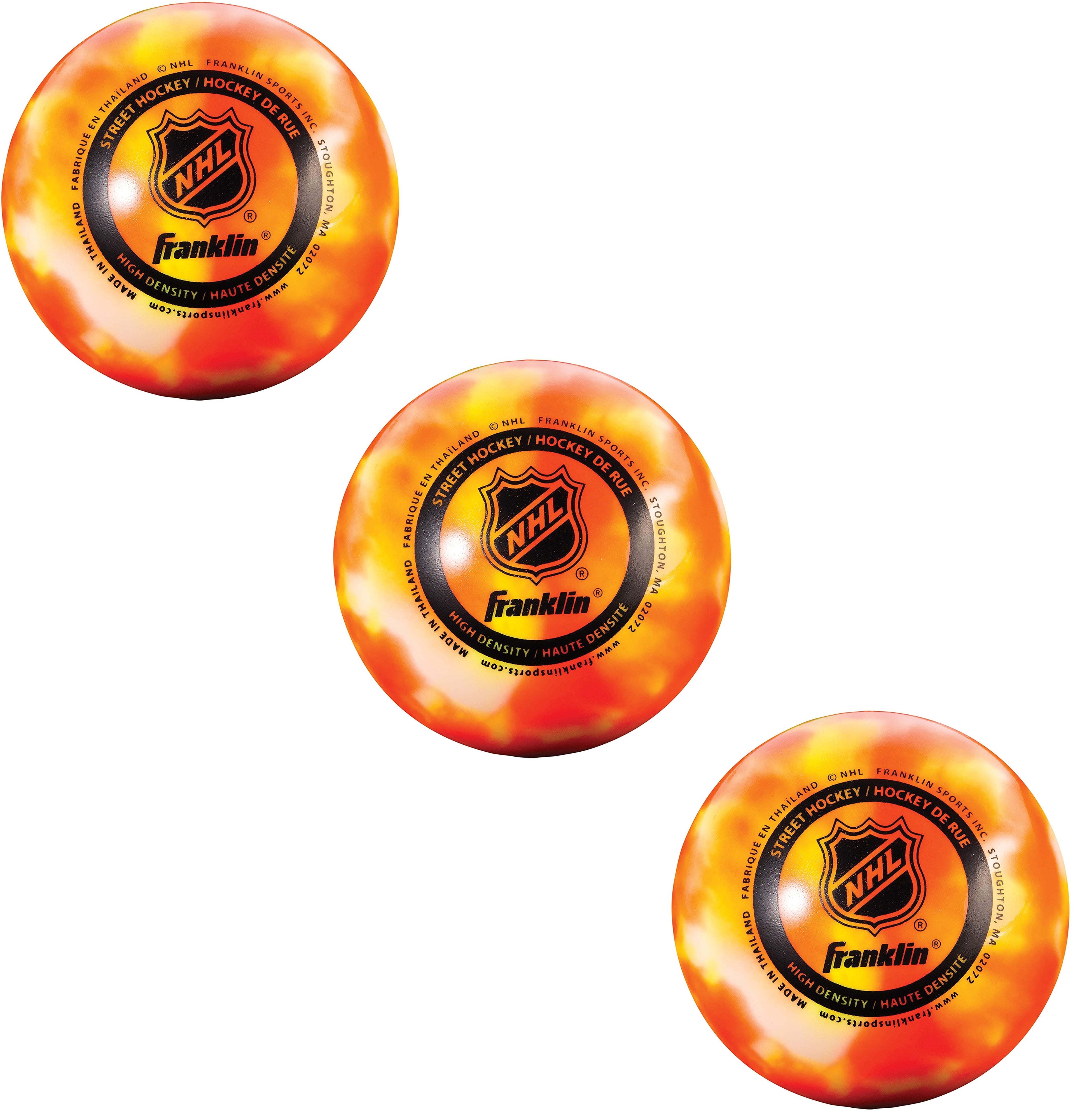 Franklin 3 Pack NHL Street Hockey Ball Low Bounce, High Density - Tie Dye Colors