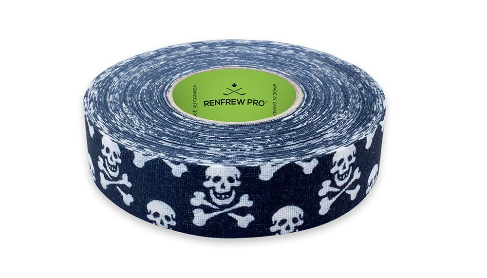 RENFREW PRO (1) Single Roll SKULLS & CROSSBONES Cloth Hockey Stick, Blade Tape - 24MM x 25M