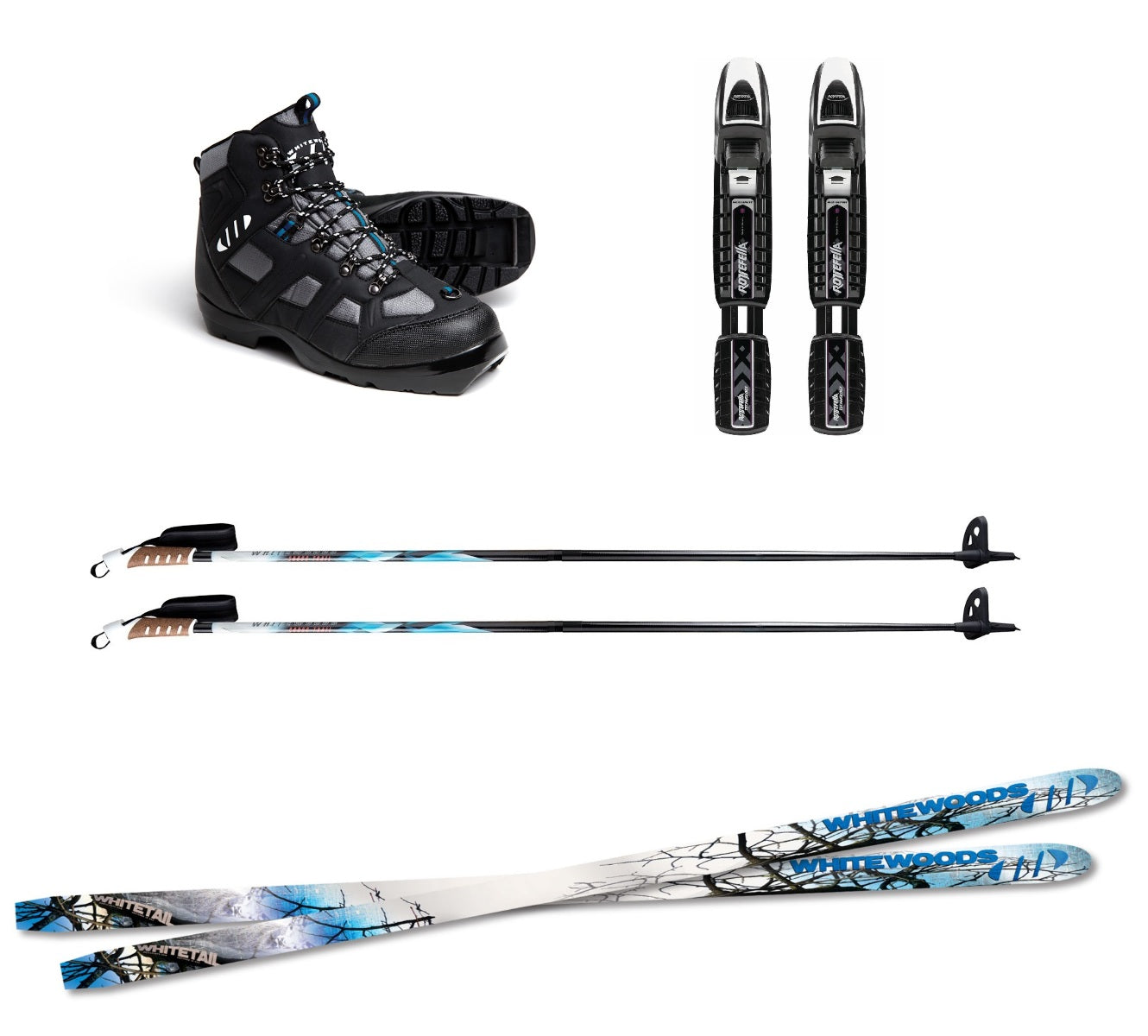 Whitewoods WHITETAIL (Metal Edge) Backcountry Cross Country NNNBC Ski Package